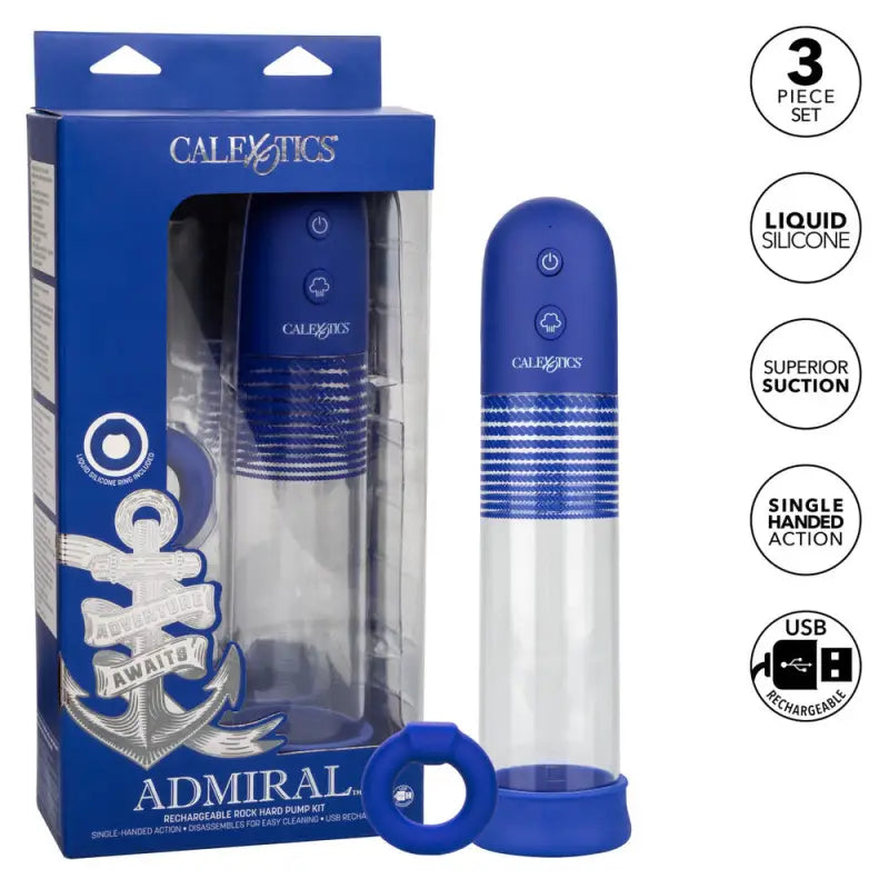 Admiral Rechargeable Pump Kit with Liquid Silicone Enhancer for Performance