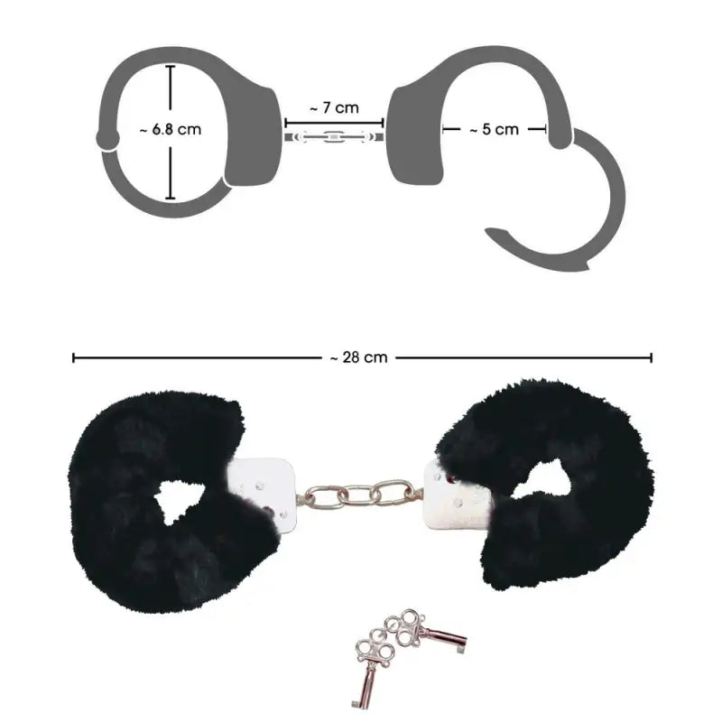 Bad Kitty Black Plush Handcuffs for Bondage Enthusiasts