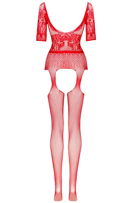 Beauty Night BN6733 Courtney Red Lacey Pattern Bodystocking Unveiled - One Size (S-L)