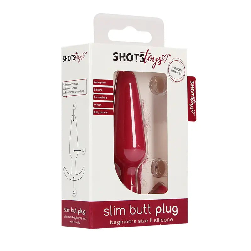 Beginners Size Slim Butt Plug Red for Comfortable Anal Stimulation