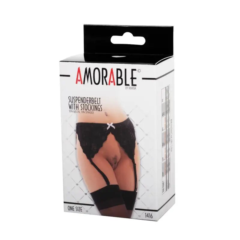 Black Suspenderbelt with Stockings and Bow for Ultimate Pleasure