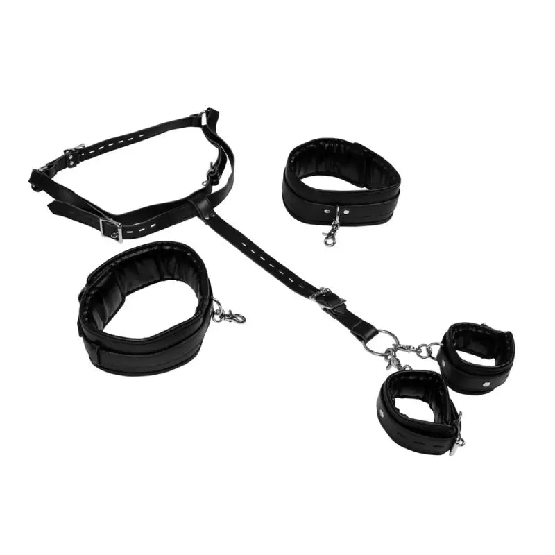 Body Harness with Thigh and Hand Cuffs for Enhanced Pleasure