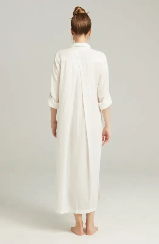 Chic Maxi Shirt Organic Cotton White Crafted from Luxurious Natural Materials