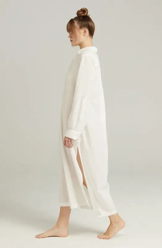 Chic Maxi Shirt Organic Cotton White Crafted from Luxurious Natural Materials