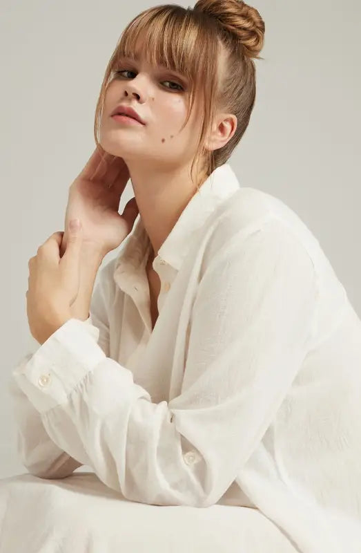 Chic Maxi Shirt Organic Cotton White Crafted from Luxurious Natural Materials