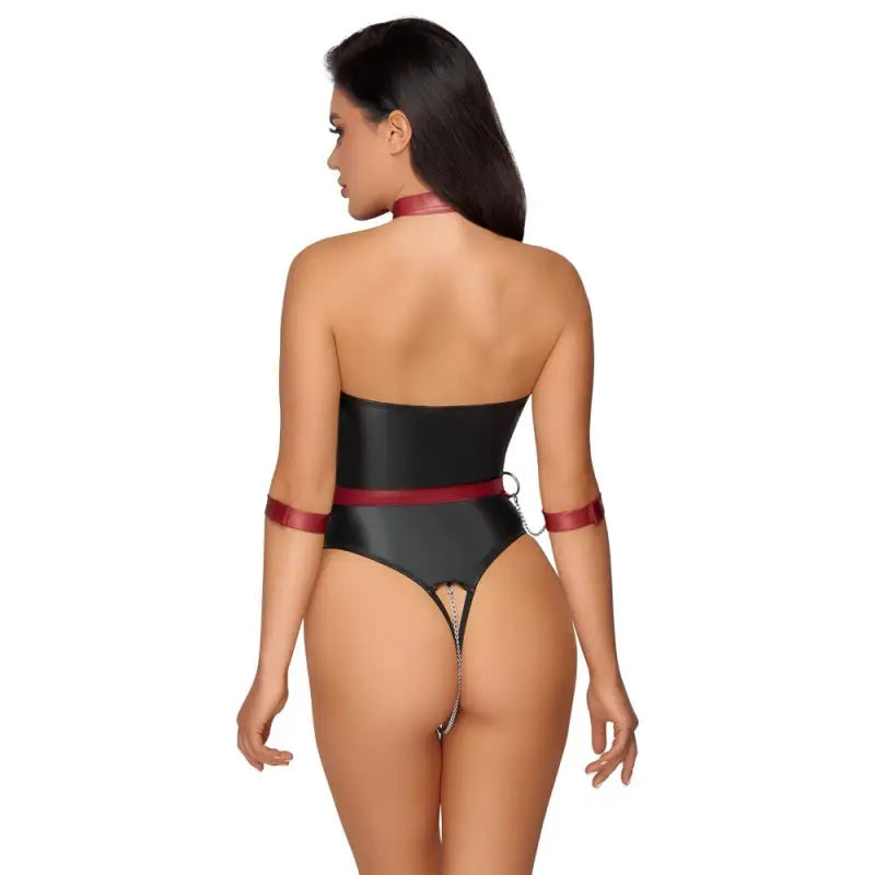 Cottelli Bondage Body with Snap Hook Chains and Crotchless Thong