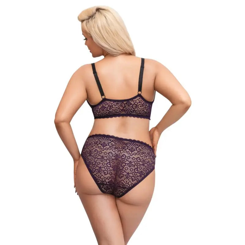 Cottelli Curves Delicate Lace Bralette and Briefs Set for Plus Size
