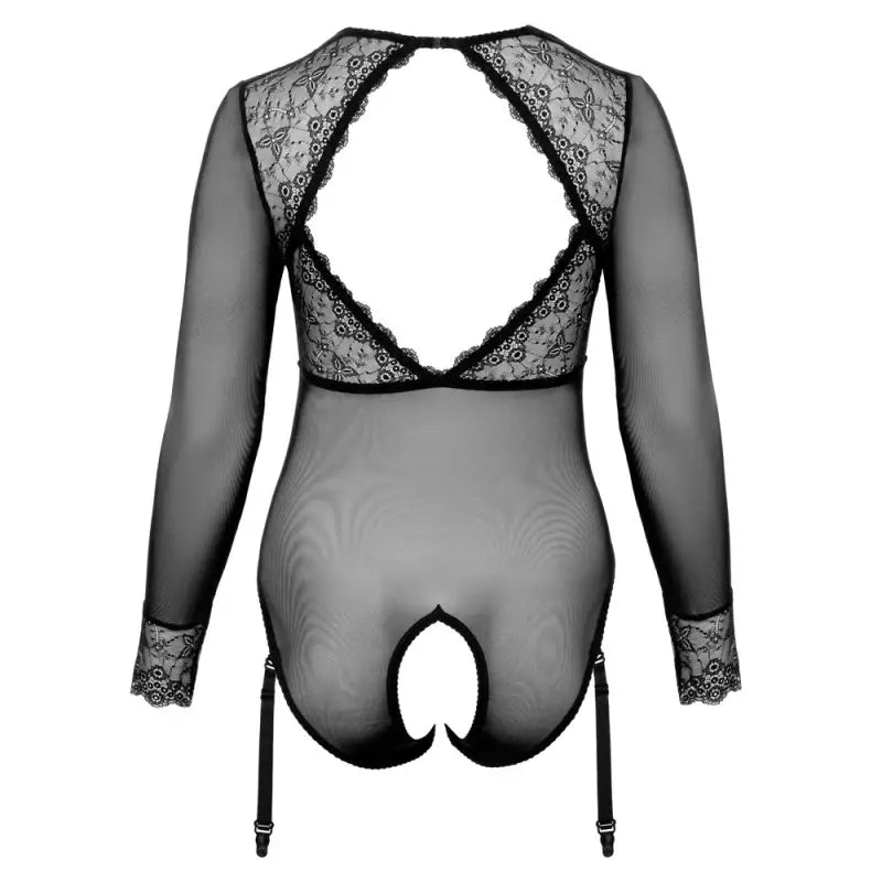 Cottelli Curves Long Sleeved Crotchless Body for Plus Size Lingerie