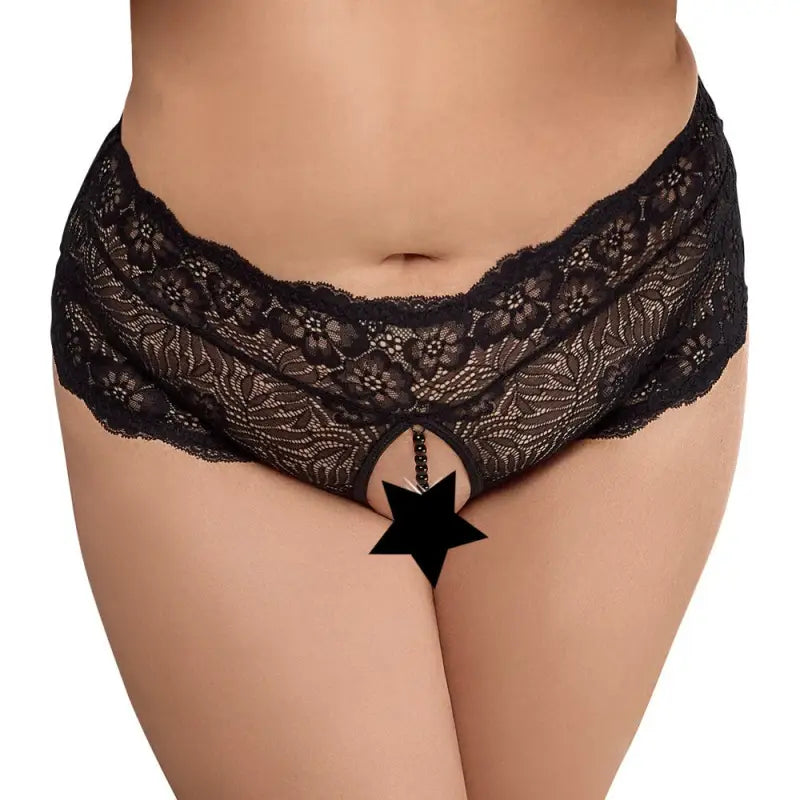 Cottelli Curves Panties with Stimulating Pearl Chain and Delicate Lace