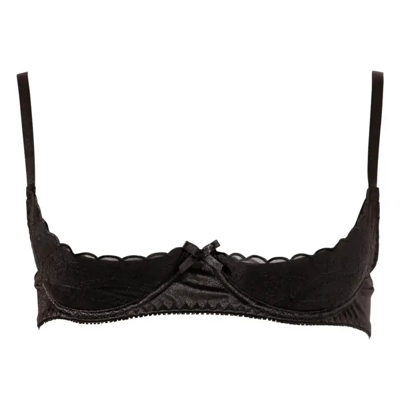 Cottelli Half Cup Bra Black with Delicate Embroidery and Adjustable Straps