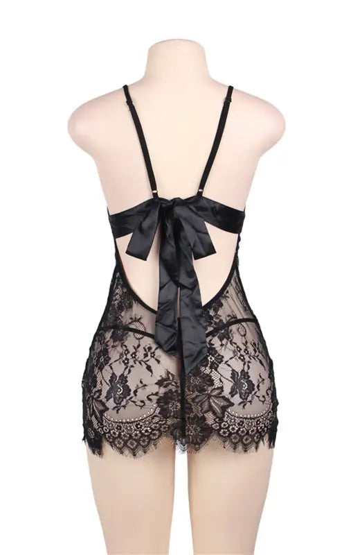 Discover Elegance with the YesX YX829 Chemise Black Featuring Eyelash Lace