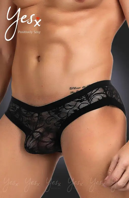 Discover the Allure of YesX YX973 Men’s Black Sheer Floral Lace Briefs