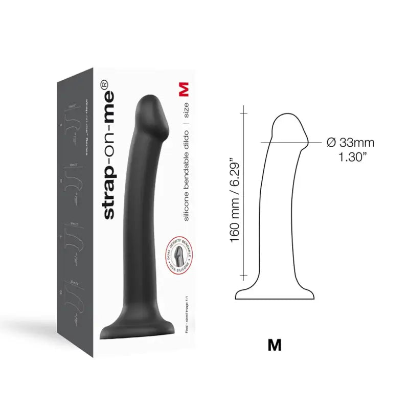 Strap On Me - Semi-Realistic Dual Density Bendable Dildo Black - M