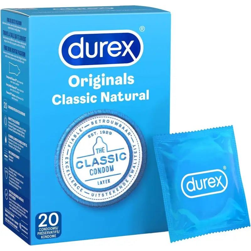 Durex Originals Classic Natural Condoms 20 Pack for Ultimate Comfort