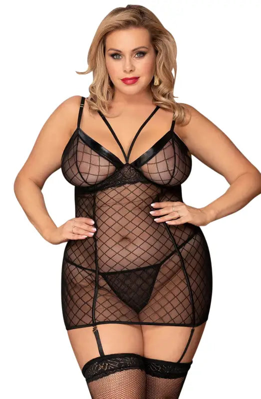 Elevate Elegance with the YesX YX954Q Black Seductive Mesh Chemise