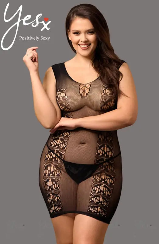 Elevate Intimacy with the YesX YX820Q Black Sleeveless Bodystocking Dress - One Size (Plus)
