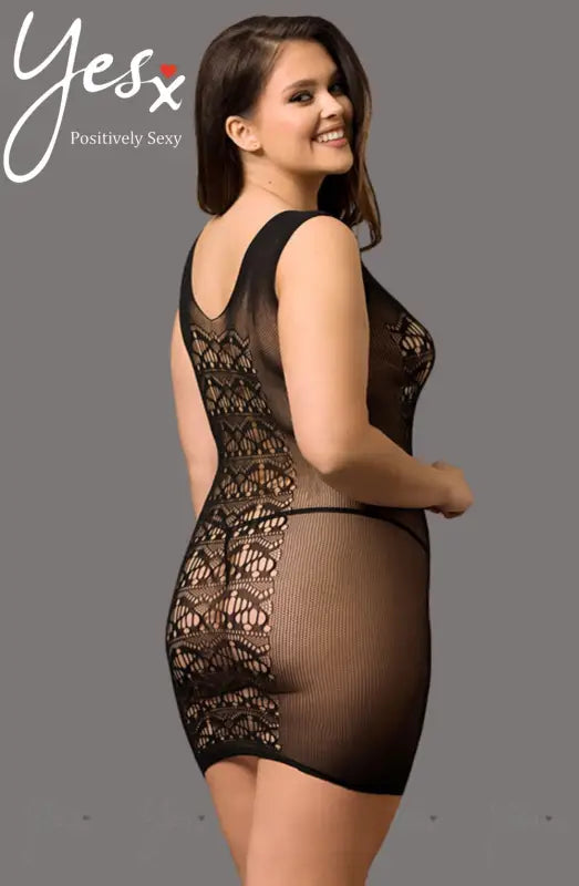 Elevate Intimacy with the YesX YX820Q Black Sleeveless Bodystocking Dress - One Size (Plus)