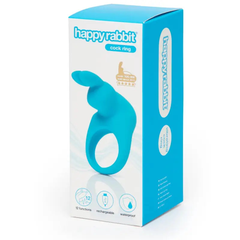 Happy Rabbit Rechargeable Vibrating Rabbit Cock Ring - Blue