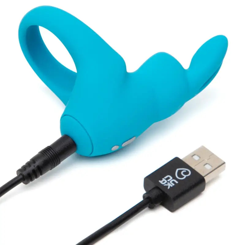 Happy Rabbit Rechargeable Vibrating Rabbit Cock Ring - Blue
