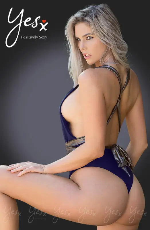 Elevate Your Style with the Deep Plunge Navy One Piece Swimsuit