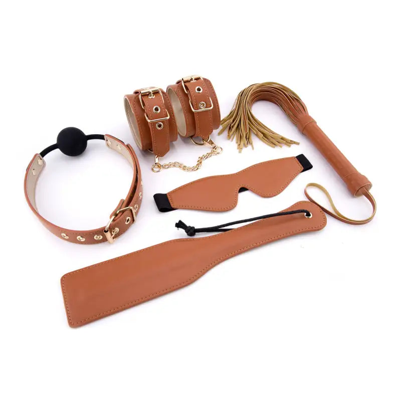 Elite BDSM Cognac Vegan Bondage Gear Kits for Enhanced Experience