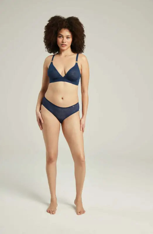 Experience Comfort with Sheer Deco Hipster Brief in Navy