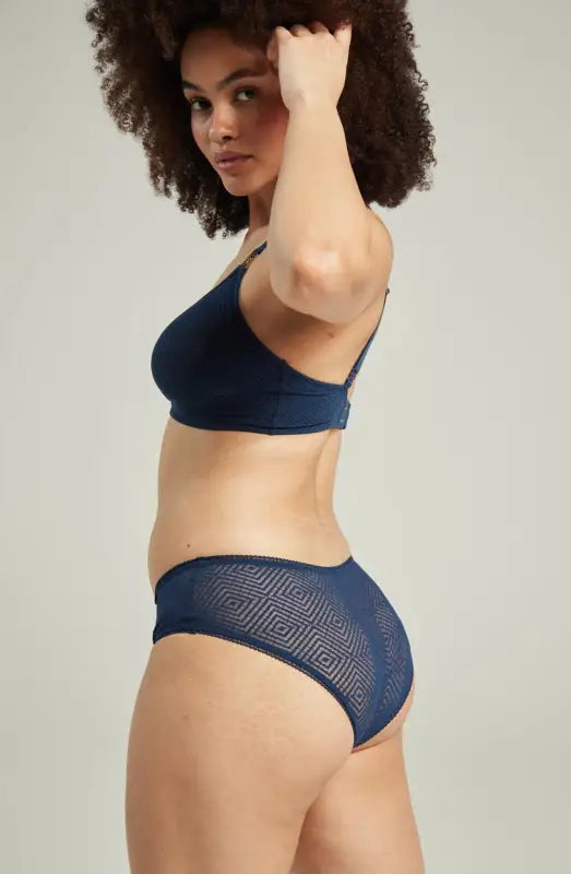 Experience Comfort with Sheer Deco Hipster Brief in Navy