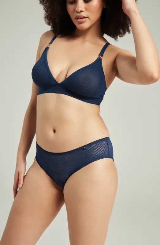 Experience Comfort with Sheer Deco Hipster Brief in Navy