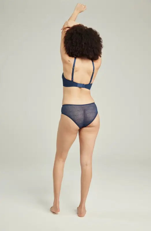 Experience Comfort with Sheer Deco Hipster Brief in Navy