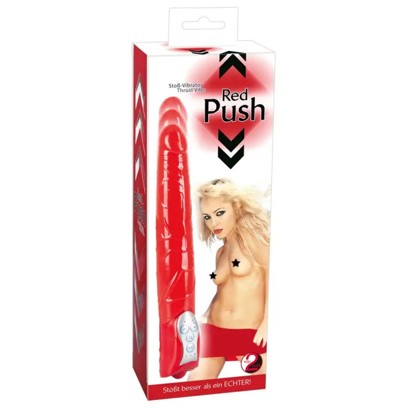Experience Ecstasy with the Red Push Standard Vibrator’s Thrilling Thrust Function