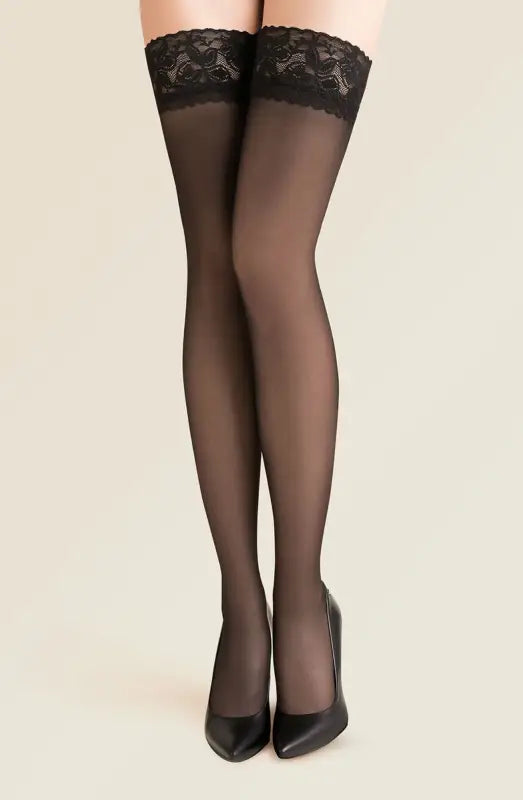 Experience Elegance with Gabriella Calze 200 Hold Ups Black in Lycra