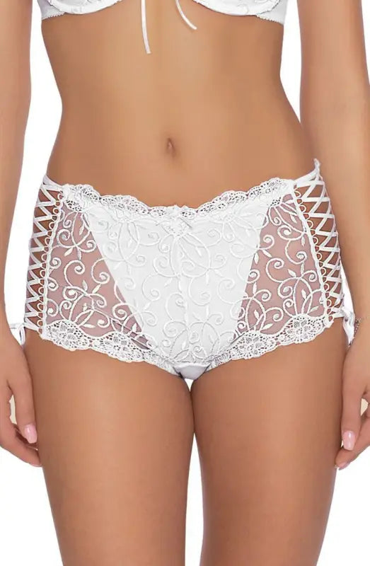 Experience Elegance with Roza Ginewra Short White Embroidery