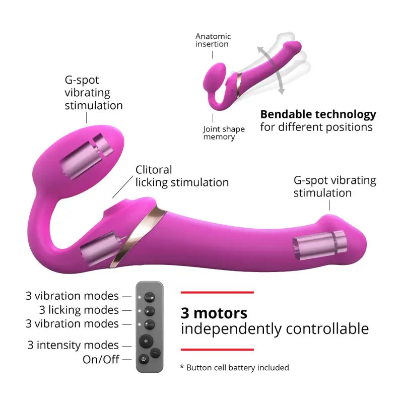 Strap On Me - Multi Orgasm Bendable Strap-On - M - Fuchsia