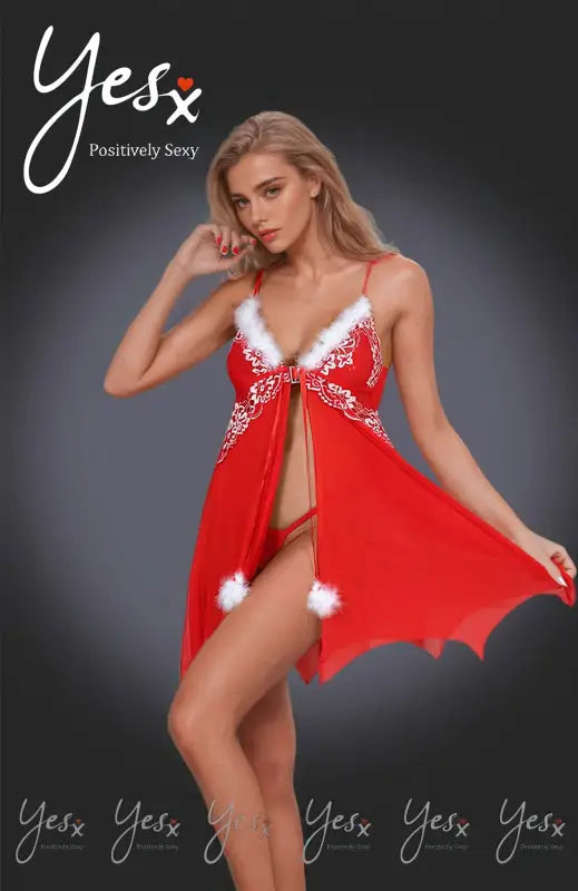 Experience Elegance with YesX YX949 Red Stunning Festive Babydoll Set