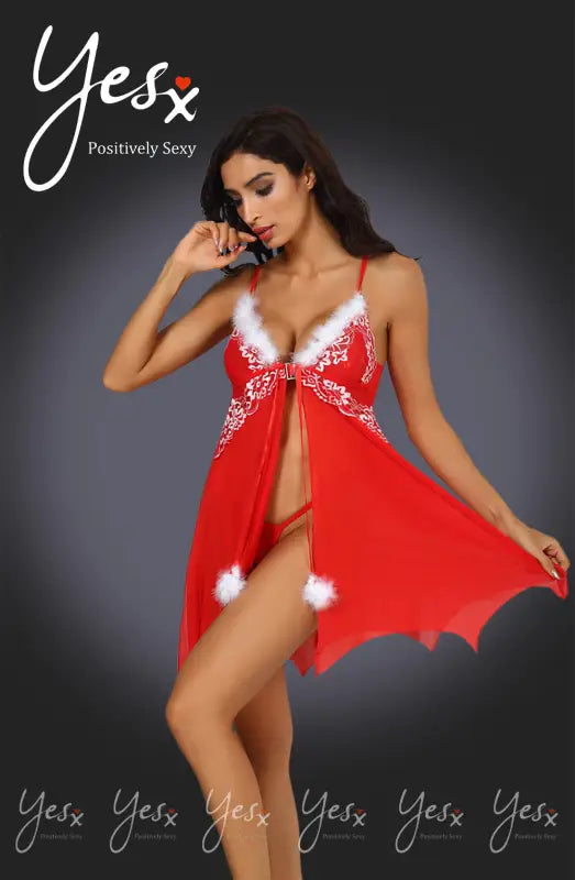 Experience Elegance with YesX YX949 Red Stunning Festive Babydoll Set