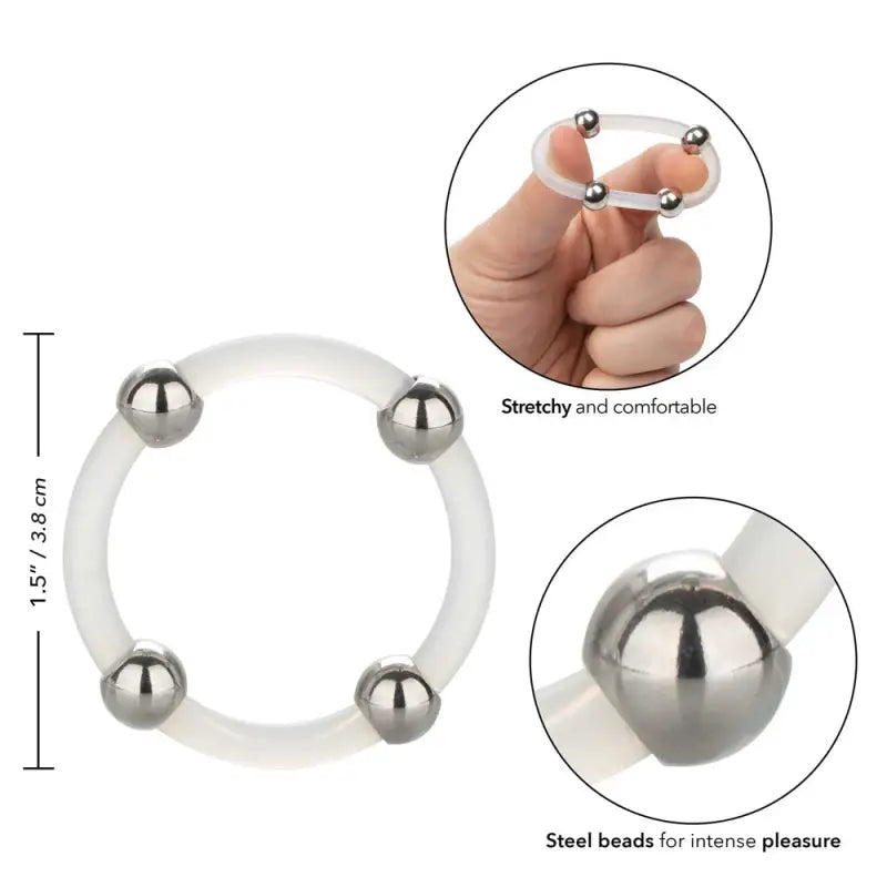 Experience Elevated Pleasure with Steel Beaded Silicone Cock Ring XL