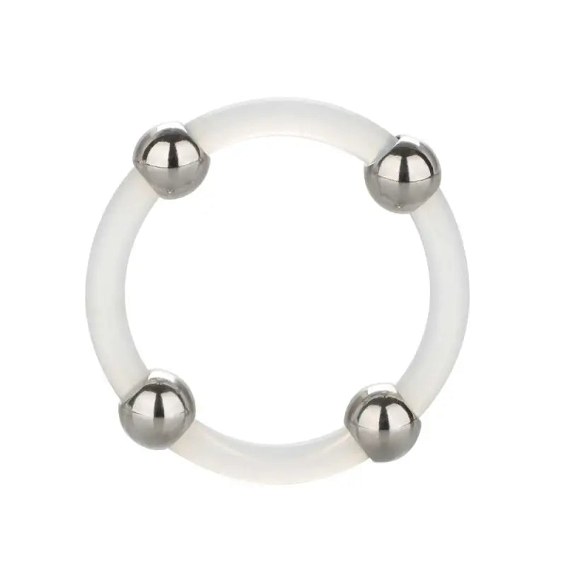 Experience Elevated Pleasure with Steel Beaded Silicone Cock Ring XL
