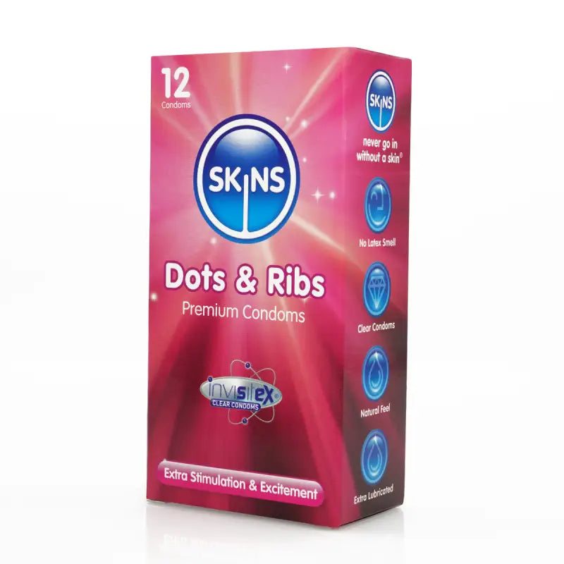 Skins Condoms Dots & Ribs 12 Pack International 1