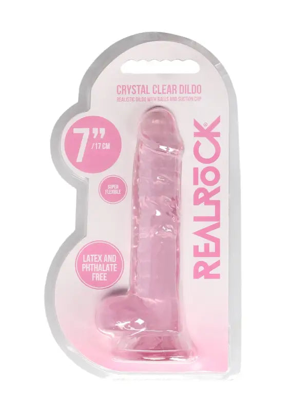 Real Rock Crystal Clear 7" Realistic Dildo With Balls (Pink)