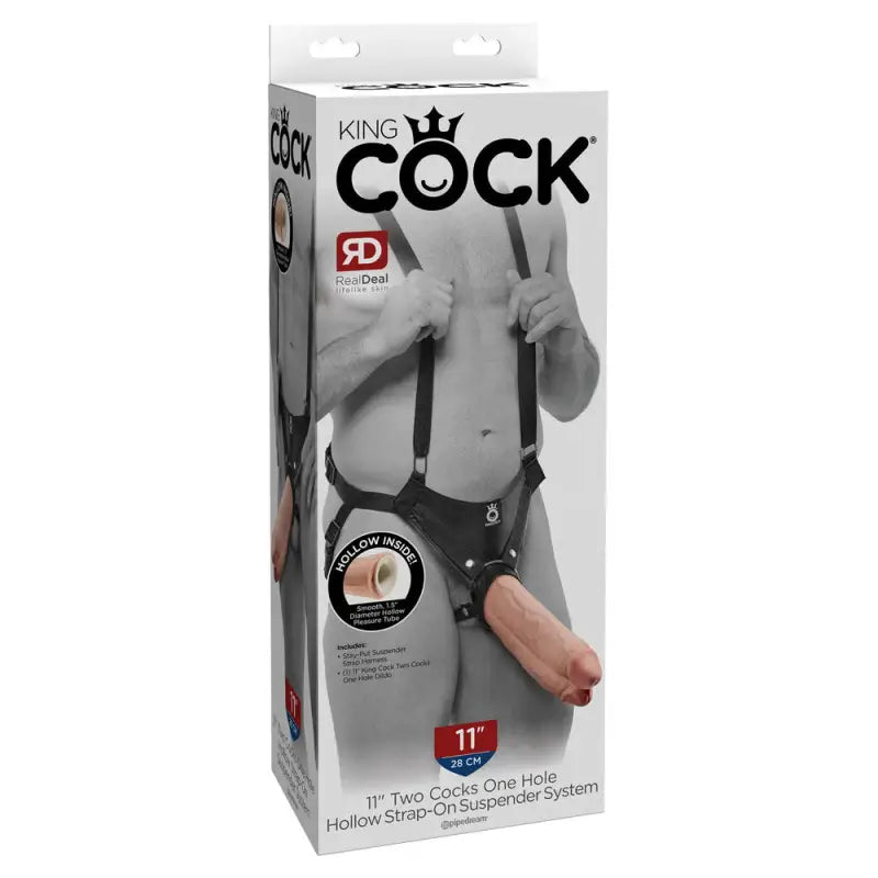 Experience Intense Pleasure with King Cock Flesh Two Cocks Hole Hollow StrapOn