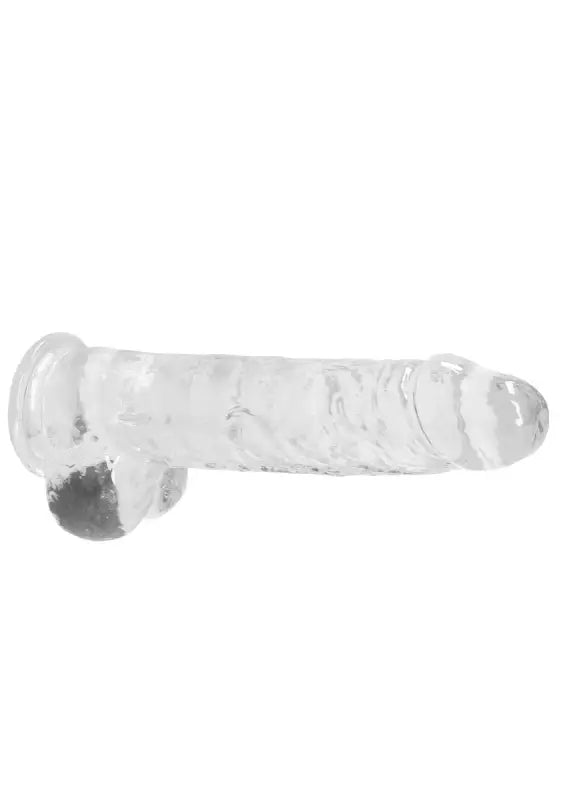 Real Rock Crystal Clear 9" Realistic Dildo With Balls (Transparent)