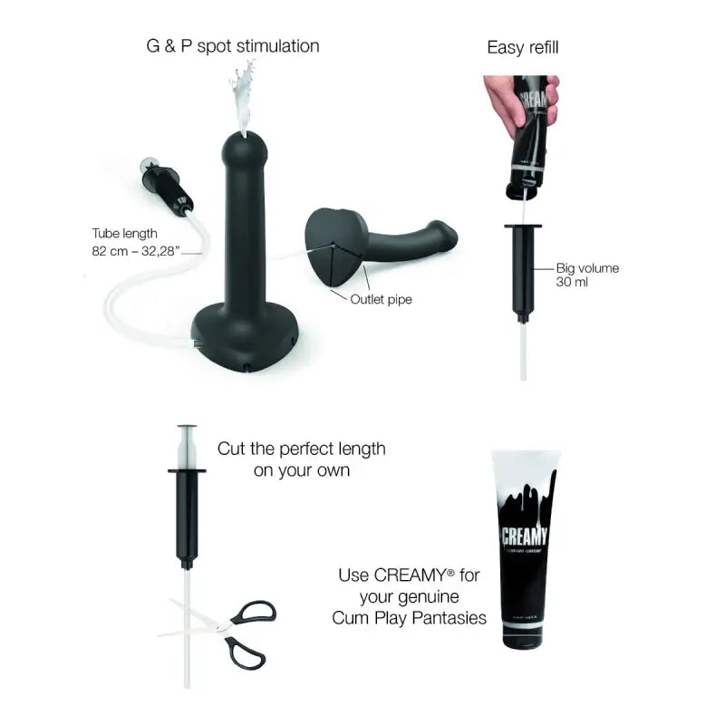 Strap On Me - Squirting Cum Dildo Semi-Realiste Black - L