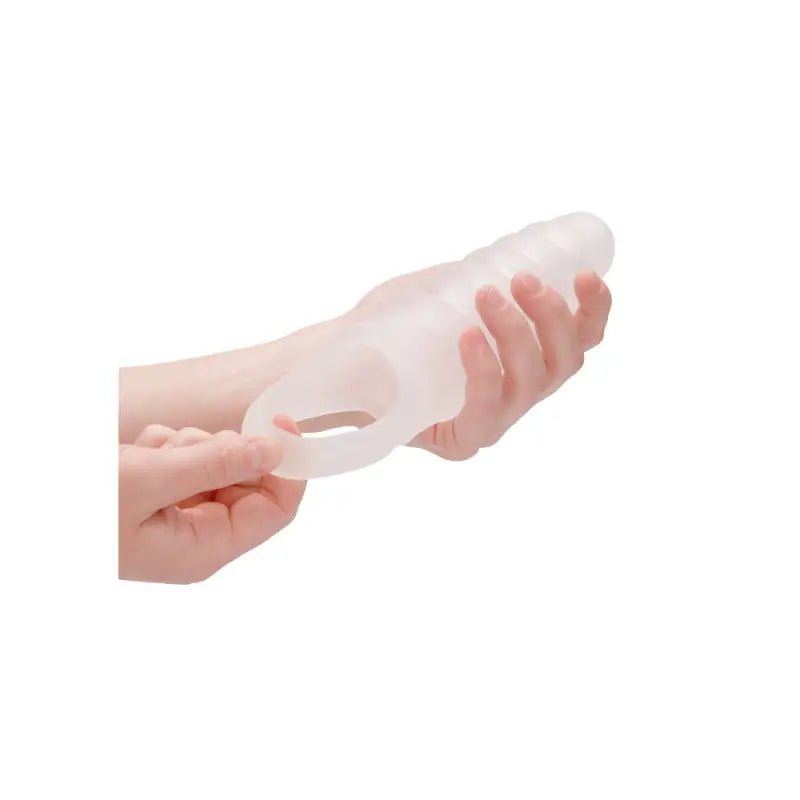 Experience Pleasure with the Dong Sleeve Transparent Featuring a Ball Strap