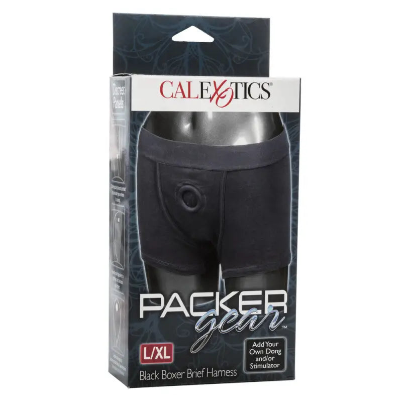 Experience Ultimate Pleasure with Packer Gear Boxer Harness Black