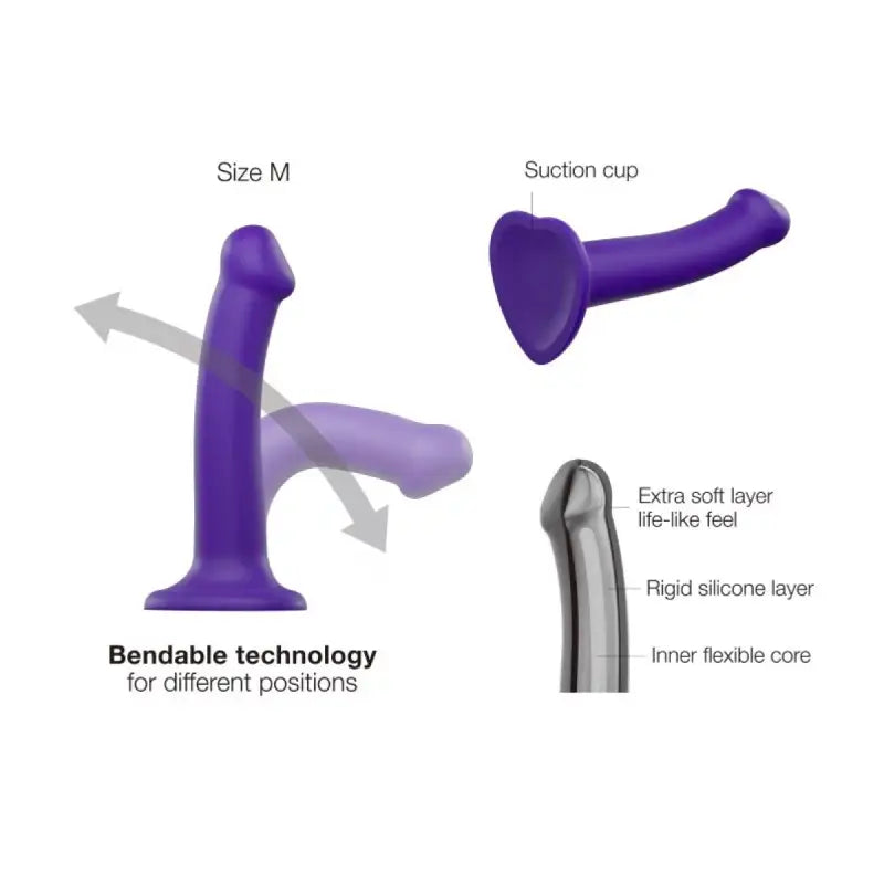 Strap On Me - Semi-Realistic Dual Density Bendable Dildo Purple - M