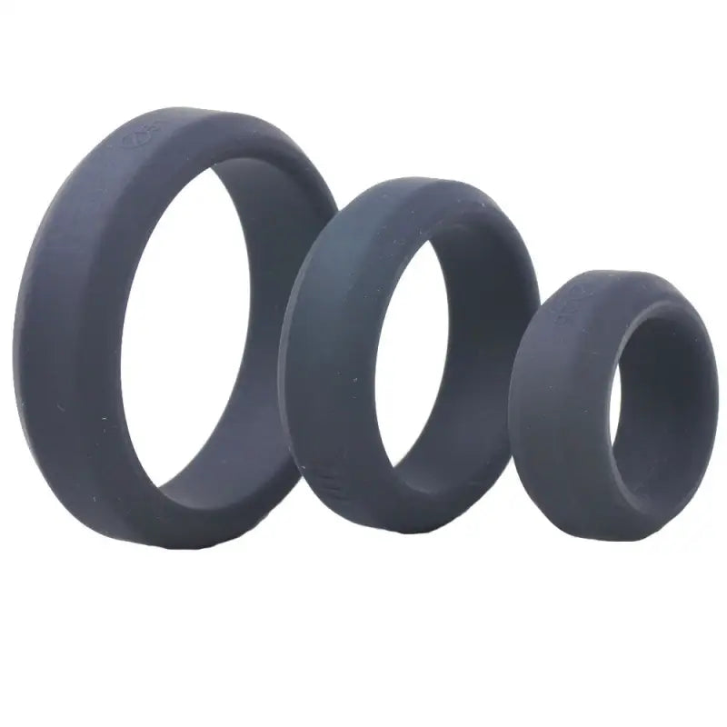 Experience Ultimate Pleasure with Triple Black Silicone Cock Rings
