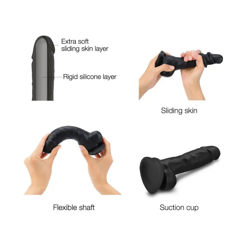 Strap On Me - Sliding Skin Realistic Dildo Black XL