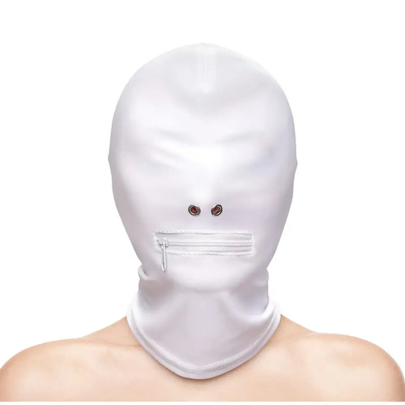 Fetish and Fashion Zipped Mouth Hood for Sensory Deprivation Play