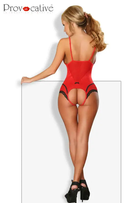 Gorgeously Seductive Una Noche Body in Red Lace with Diamante Heart Pendant