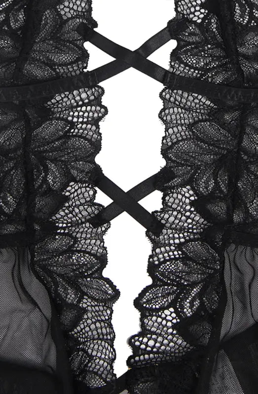 Ignite Passion with the YesX YX838 Deep V Teddy in Black Tulle